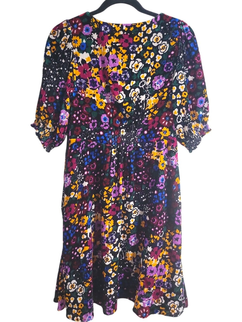 Anthropologie Francie Floral Velvet Mini Dress Size 2 Minor Flaw Multi-Color - Picture 4 of 16